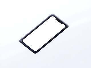 Smartphone mockup with blank screen and black border on white background for design transparent background