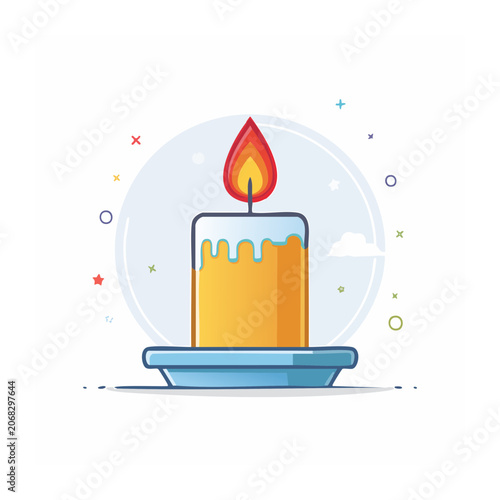 Flat design illustration of a lit candle