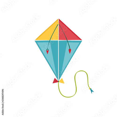Flat vector illustration of a colorful diamond kite