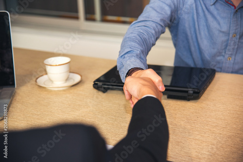 Принти на полотні Team Businesswoman hands partners sign contract with success business deal