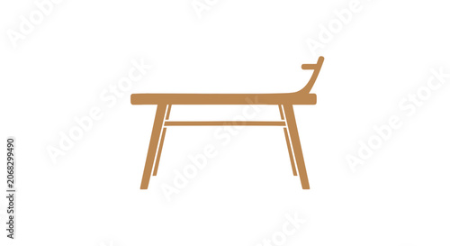 Quadro su tela Minimalist Wooden Bench with Armrest Design.