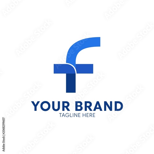 Geometric blue letter f logo with bold overlapping segments