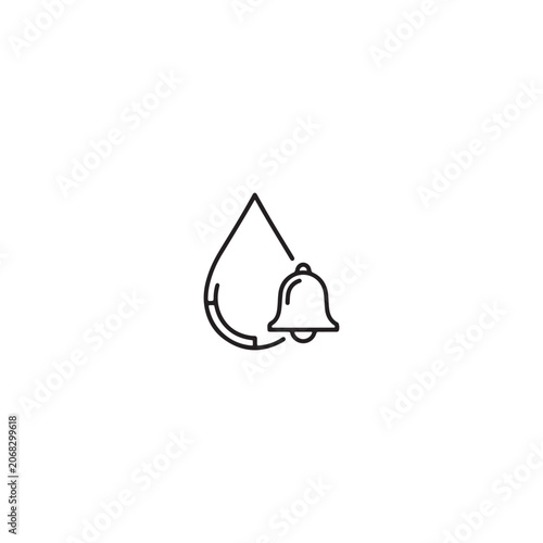 Water drop with notification bell icon, symbol for alert or reminder.