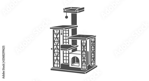 Fotografie Detailed Black and White Birdhouse Illustration.