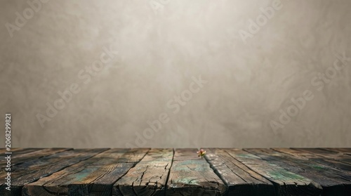 Rustic Wooden Table with Neutral Background for Minimalist Design