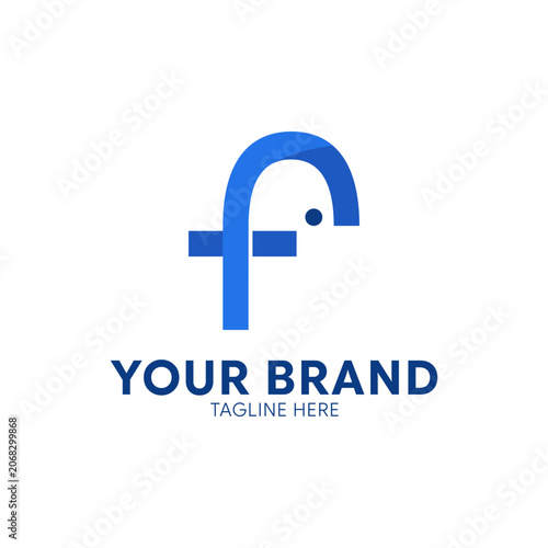 Minimalist blue letter f logo with a curved top arch