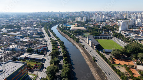Marginal Tiete in Sao Paulo, aerial view.