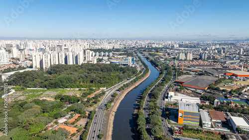 Marginal Tiete in Sao Paulo, aerial view.