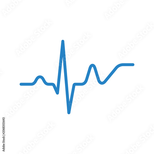 Minimalist vector icon depicting a dynamic heartbeat rhythm or sound wave frequency, symbolizing health, audio, and vital signs across digital platforms