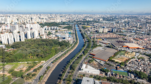 Marginal Tiete in Sao Paulo, aerial view.