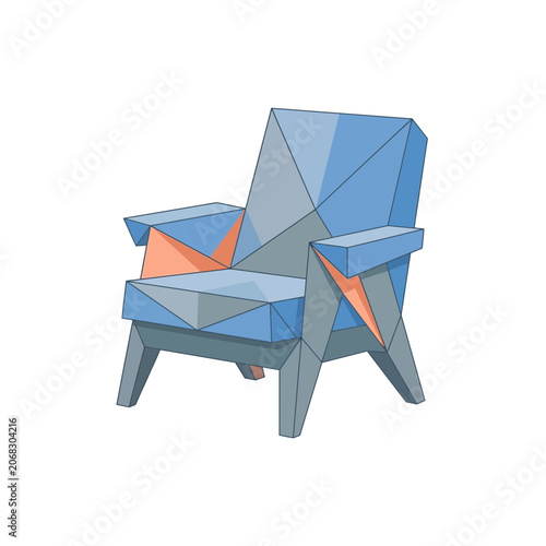 Modern Low Poly Geometric Armchair Vector Illustration for Interior Design