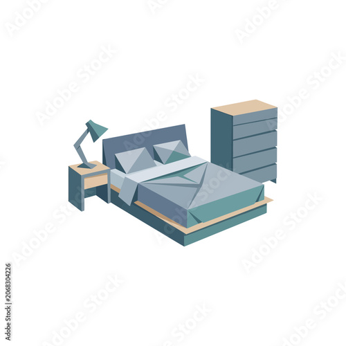 Modern Minimalist Bedroom Furniture Set with Bed Nightstand and Dresser