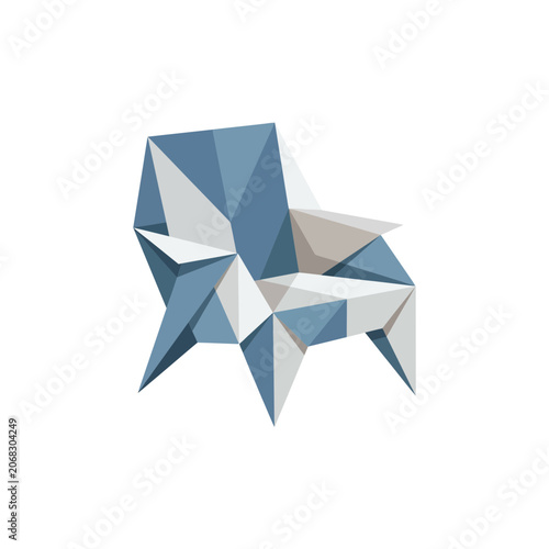 Modern Minimalist Low Poly Geometric Armchair Vector Illustration