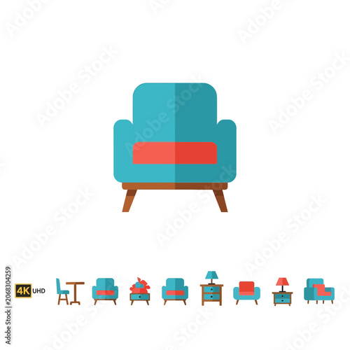 Modern Minimalist Furniture and Home Decor Flat Vector Icon Set