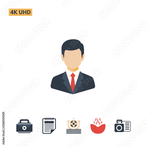 Professional Businessman Avatar with Office Work and Management Icons