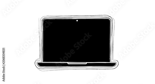 Modern Laptop Computer with Blank Screen.