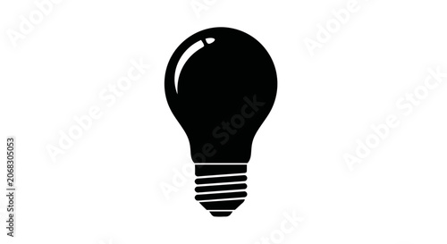 Black Light Bulb Silhouette Icon.