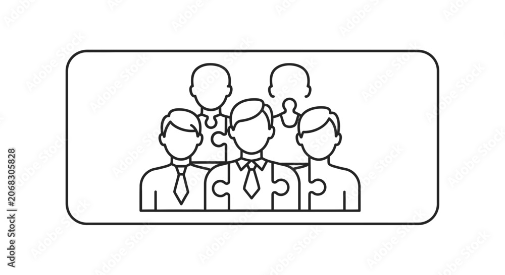 Fototapeta premium Teamwork Concept: Business People as Puzzle Pieces Forming a Unified Group
