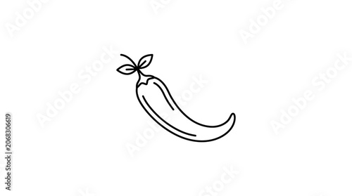 A simple black and white line art illustration of a single chili pepper.