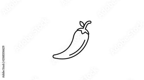 A simple black and white line art illustration of a single chili pepper.