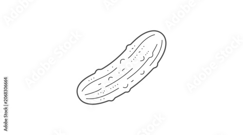 A simple hand drawn line art illustration of a fresh green cucumber.