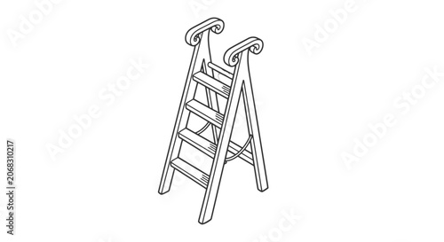 Foto Simple Line Drawing of a Ladder.