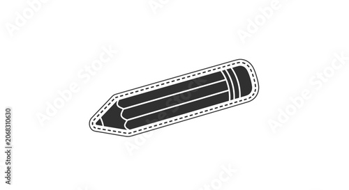Black Pencil with White Details Isolated.