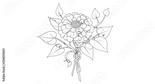 Beautiful Hand Drawn Flower Bouquet Illustration.