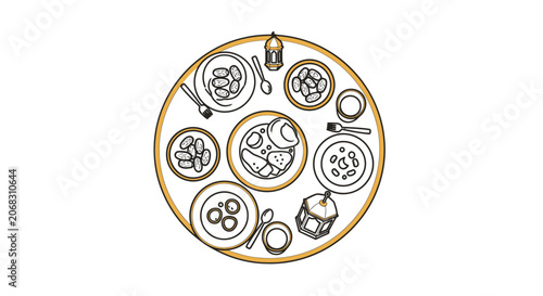 Dinner Plate with Utensils and Dishes.