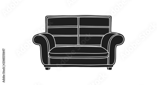 Simple Black and White Sofa Illustration.