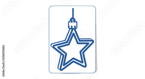 Blue Neon Star Shaped Christmas Ornament.