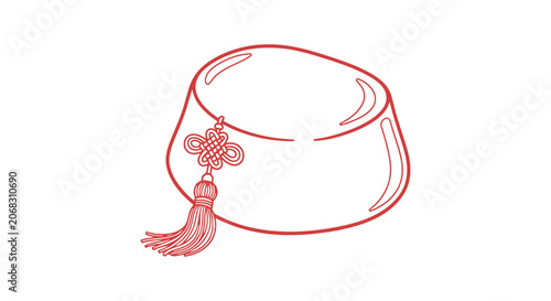 Traditional Chinese Hat with Tassel Decoration.