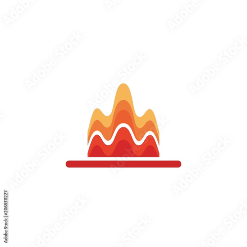 Abstract flowing wave logo with red base representing fire or lava, symbolizing energy and dynamic movement, perfect for branding