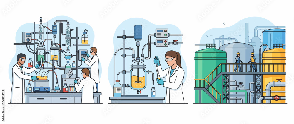 Fototapeta premium Chemical Engineering and Industrial Factory Manufacturing Process