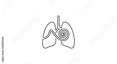 Bild auf Leinwand Human Lungs Continuous Line Art Illustration for Medical and Wellness Design