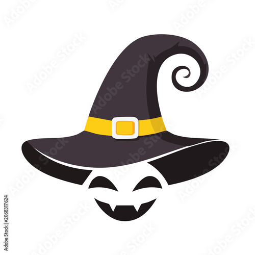 Witch hat with jack-o-lantern face illustration
