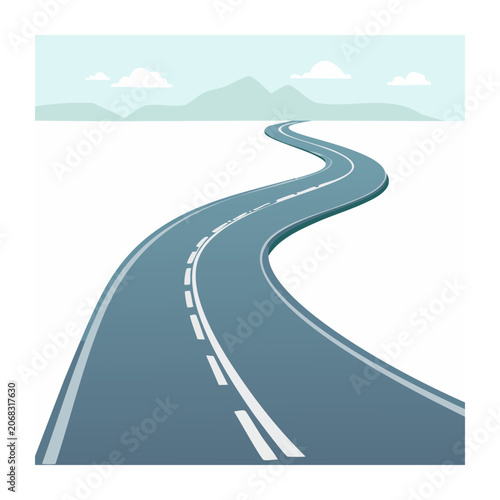 Winding road leading towards mountains and sky