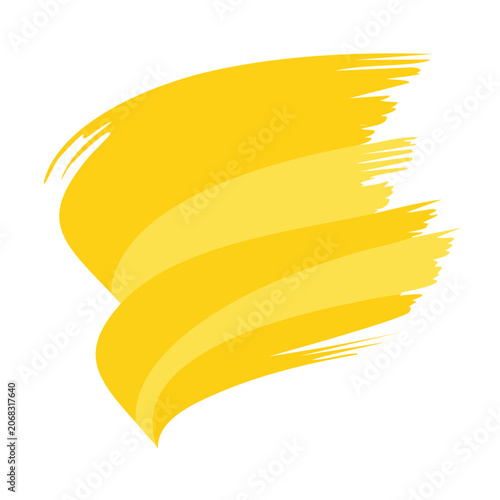 Yellow brush stroke on white background