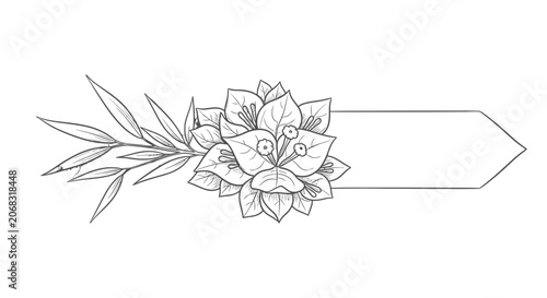 Floral Wreath with Leaves and Banner.
