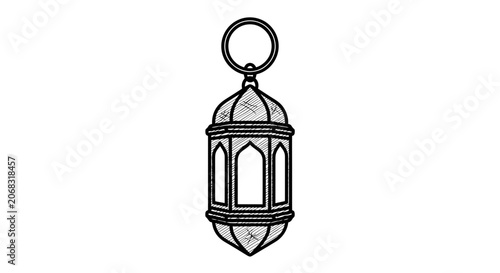 Simple Black and White Lantern Illustration.