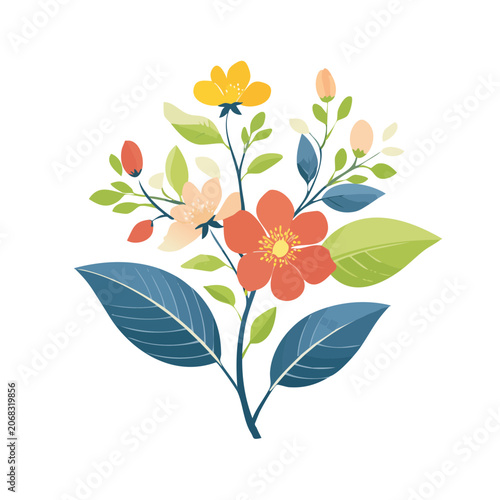 Colorful flat illustration of a flower bouquet