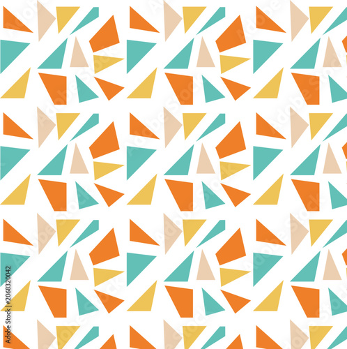 Triangle pattern colorful orange, pink and blue geometric theme wallpaper background 