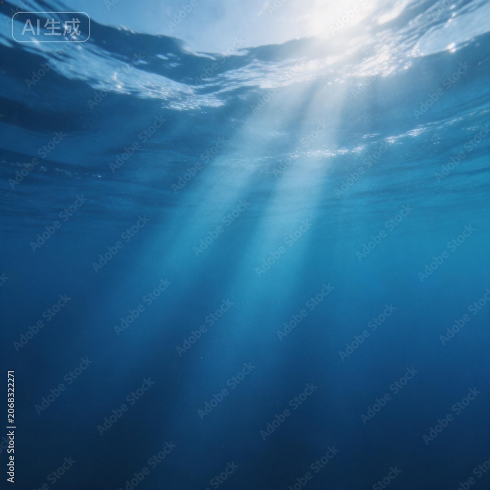 Obraz premium Underwater ocean scene with sunlight