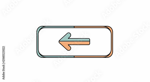 Retro Left Arrow Button Icon with Split Color Design
