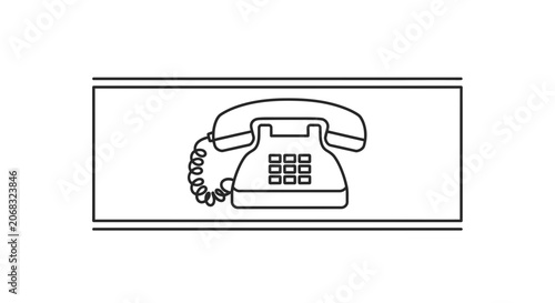 Retro Rotary Telephone Icon, Vintage Communication Device Outline