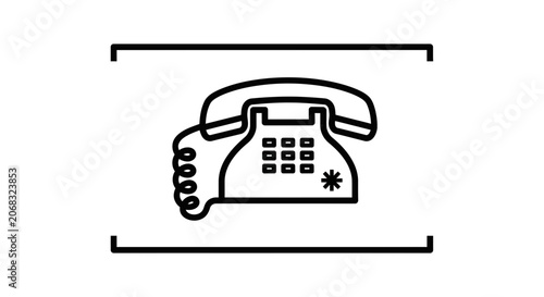 Retro Rotary Telephone Icon, Vintage Communication Symbol, Old School Phone Line Art