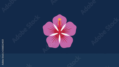 Mugunghwa rose of sharon Korean national flower flat vector icon design