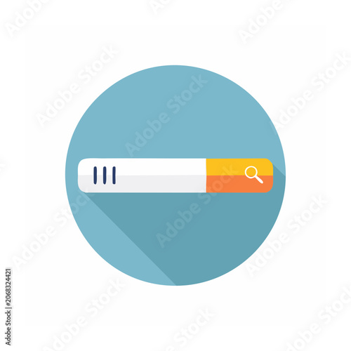 Flat design search bar icon with magnifying glass