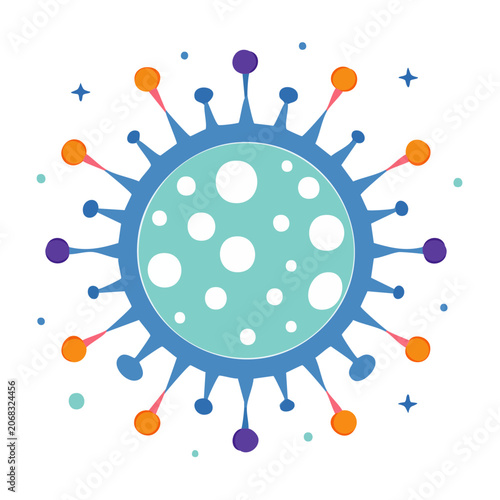 Flat design virus illustration with colorful spikes