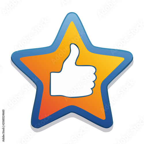 Thumbs Up Icon in Star Shape with Gradient Colors